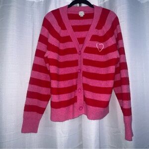 Pink and Red Striped Women's Sweater